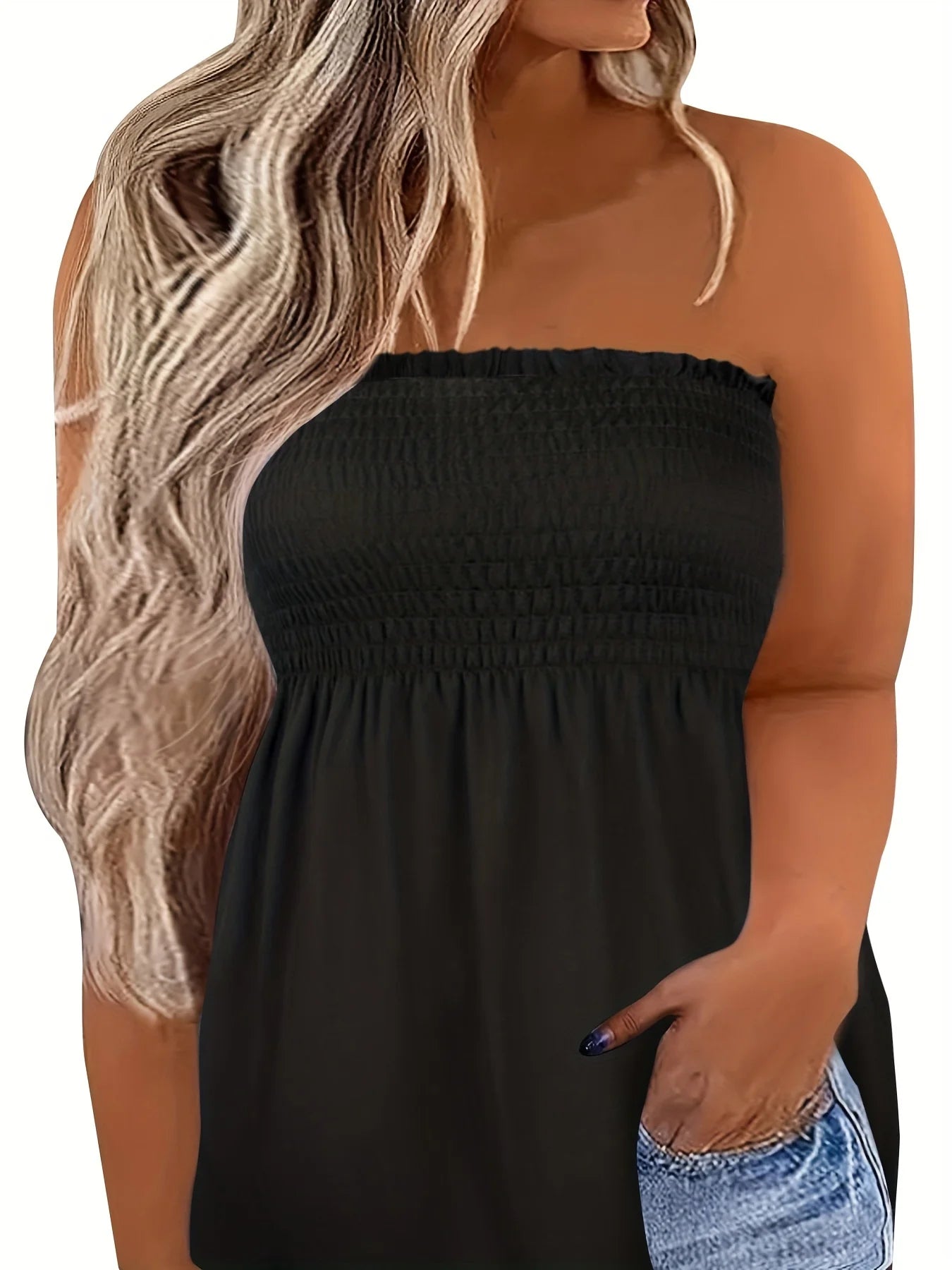 Plus Size Women's Sexy Pleated Tube Top.