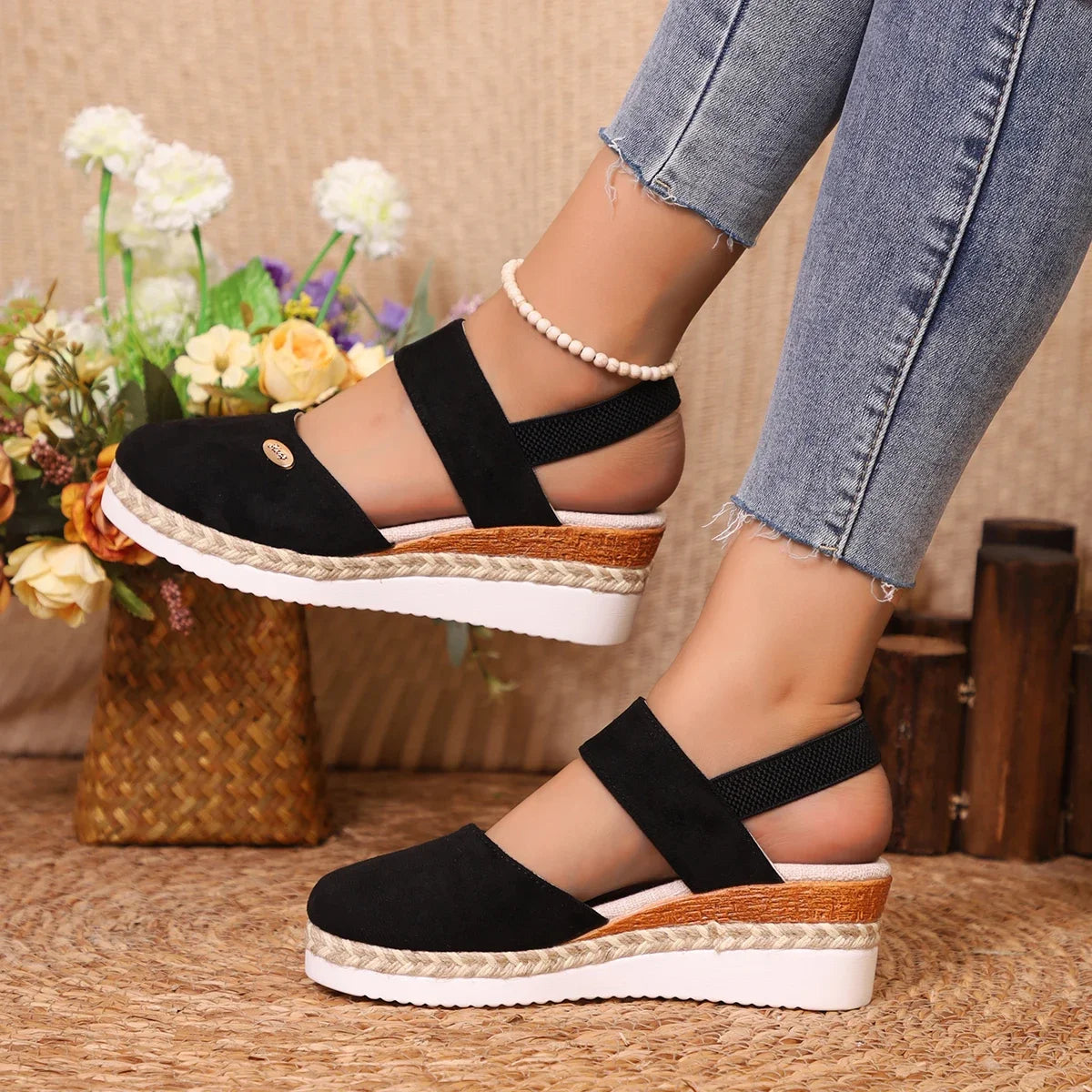 Women High Quality Closed Toe Wedge Comfortable Sandals