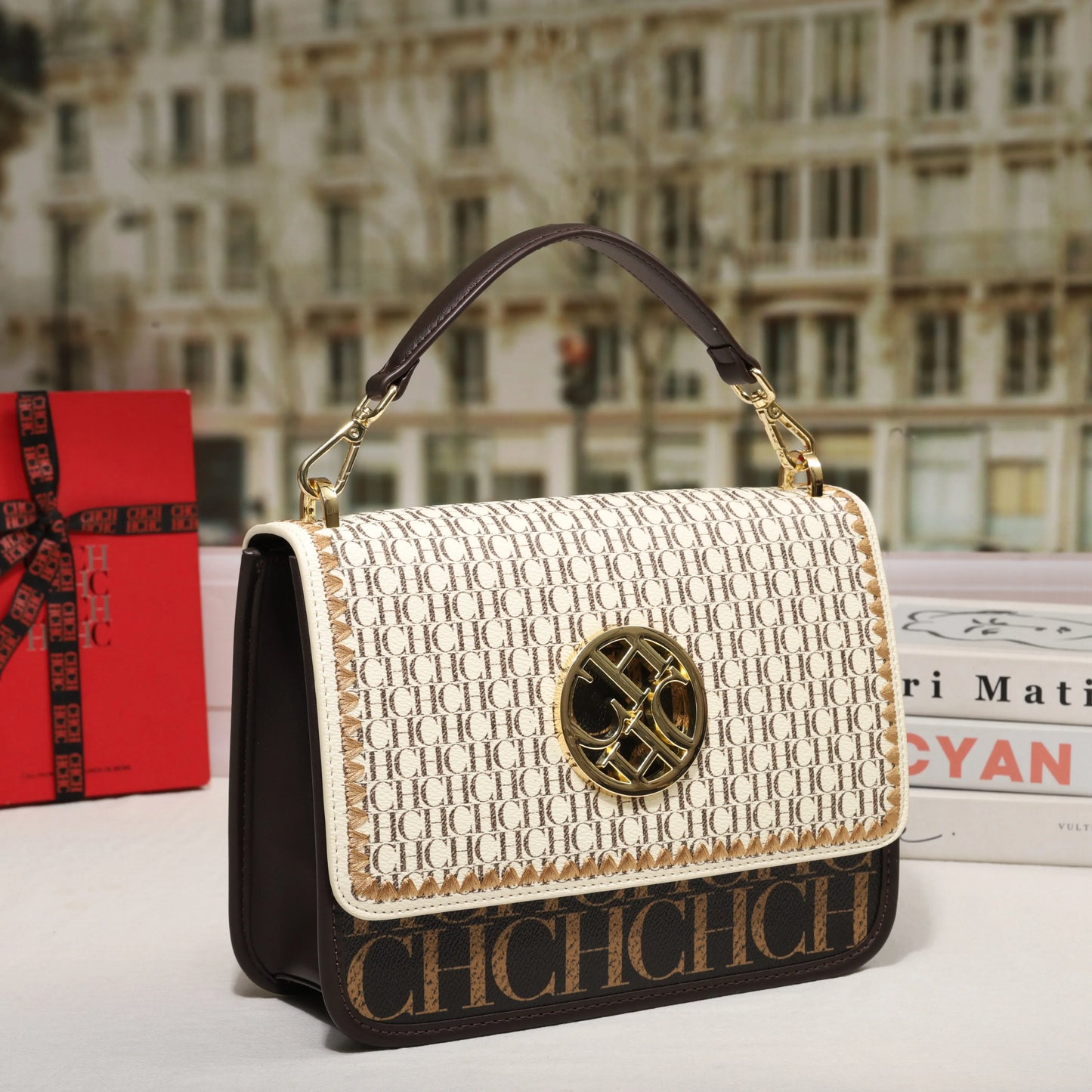 Solid Design Dark Letter Embossed Exquisite Luxury Brand Fashion Handbag