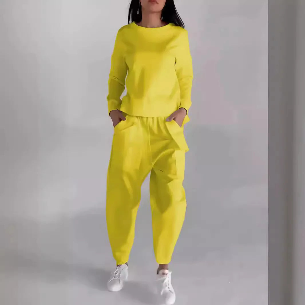 New Fashion Lace-up Craft Multi-pocket Trendy Sport Solid Color Casual Pants Set for Women.  S-3X