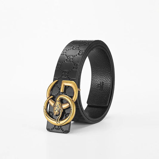 Luxury Unisex Leather Belt - Designer Metal Buckle Business Belt