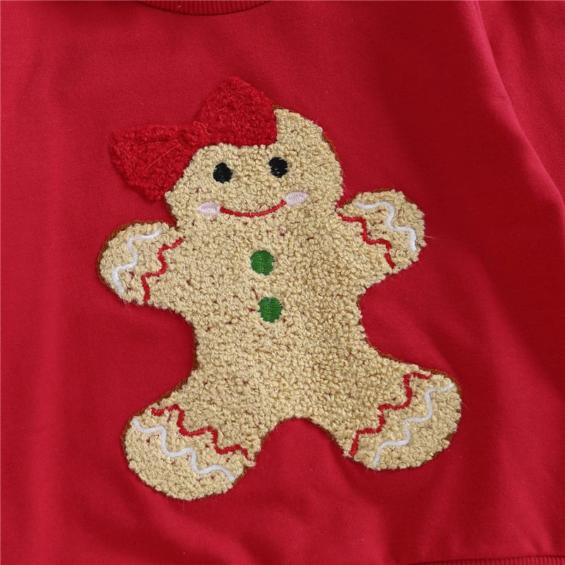 Kid Baby Girls Christmas Clothes Sets Children Long Sleeve O Neck Sweatshirt Tops Gingerbread Candy Cane Print Pants Sets