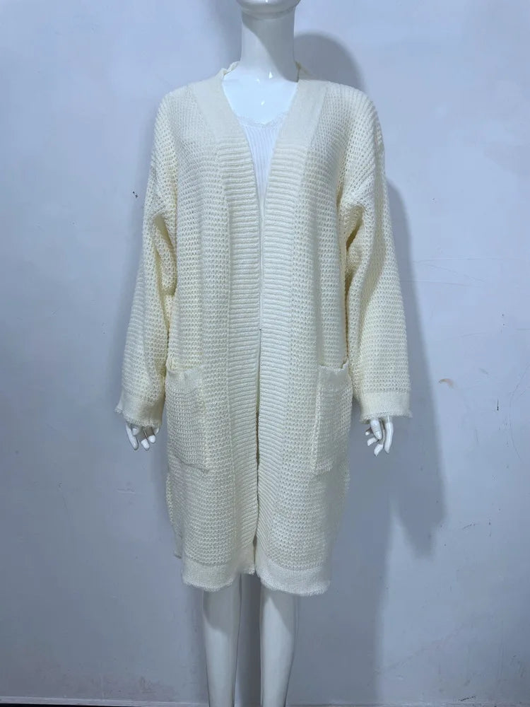 Women's Open Front Cardigan Sweater - Cozy Knitted Jacket with Pockets