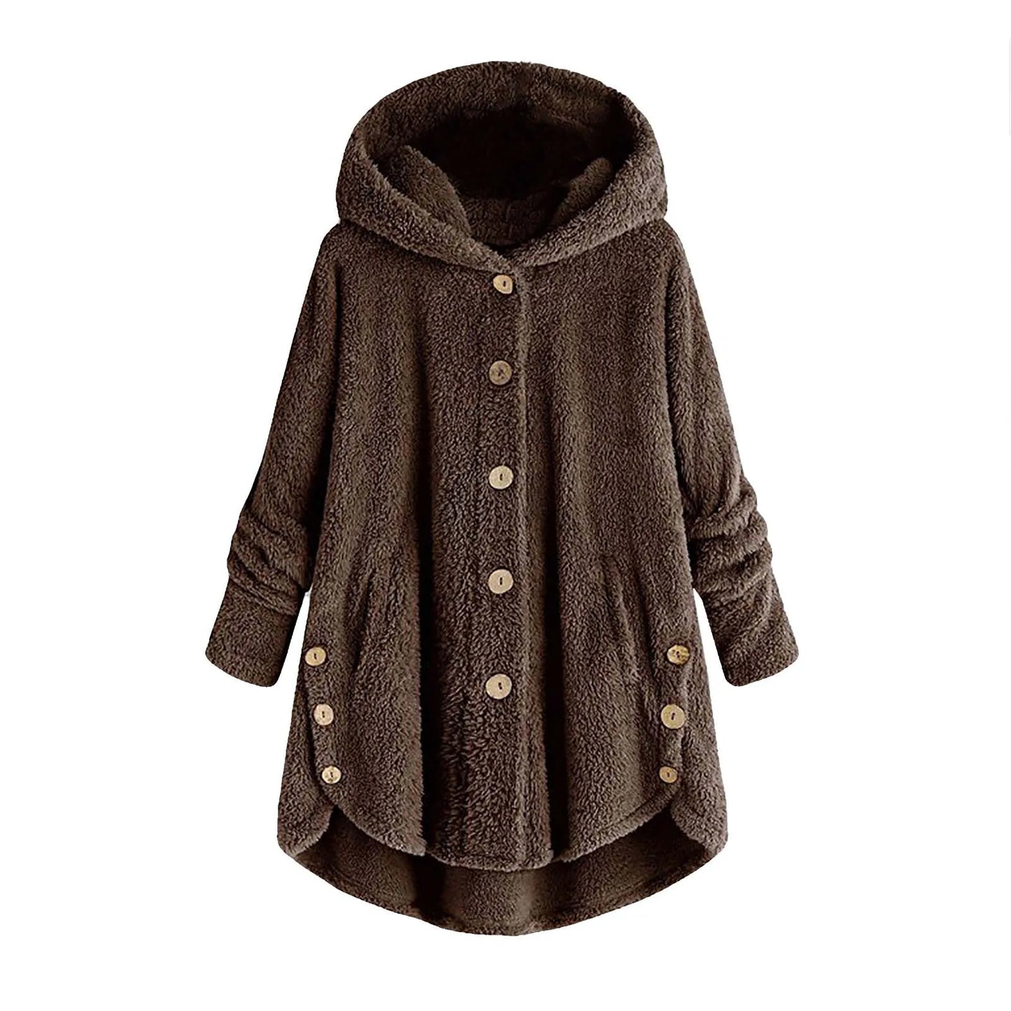 Autumn Winter Warm Teddy Female Plush Hooded Jacket.  S-5X