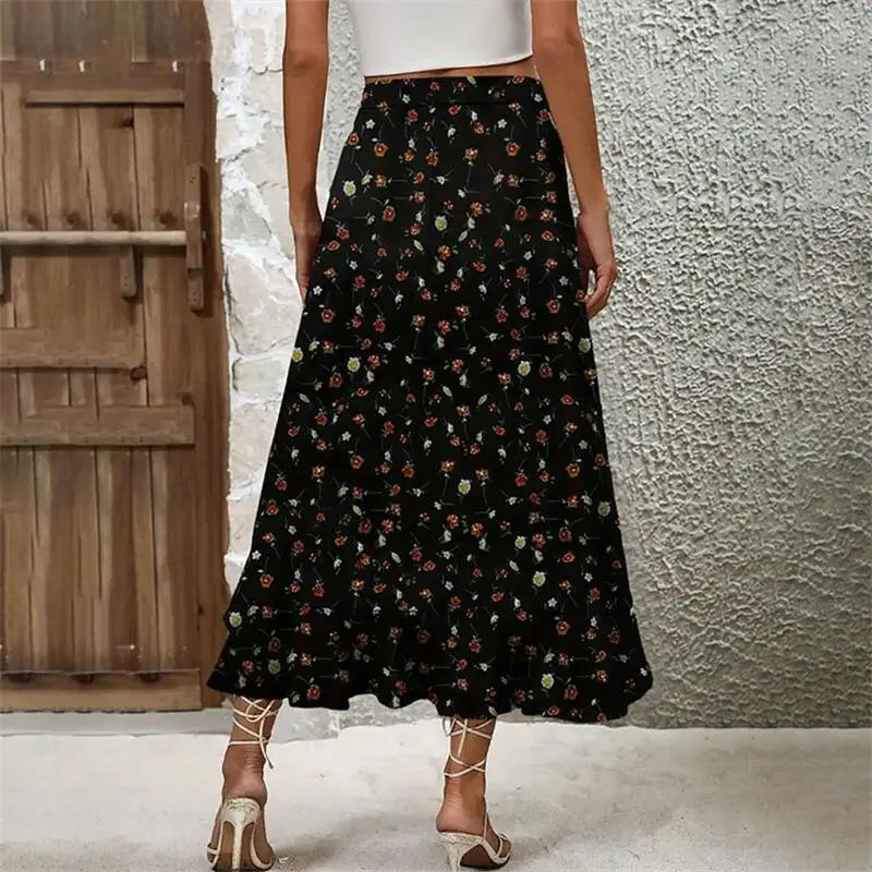 Ruffle Edge Irregular skirt Elegant Fashionable Summer New Midi Floral Print.  S-xxL