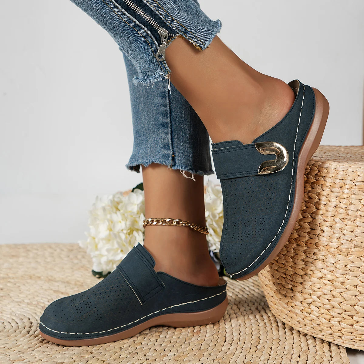 Women's Wedge  Mules Slip-On Platform with Comfort.