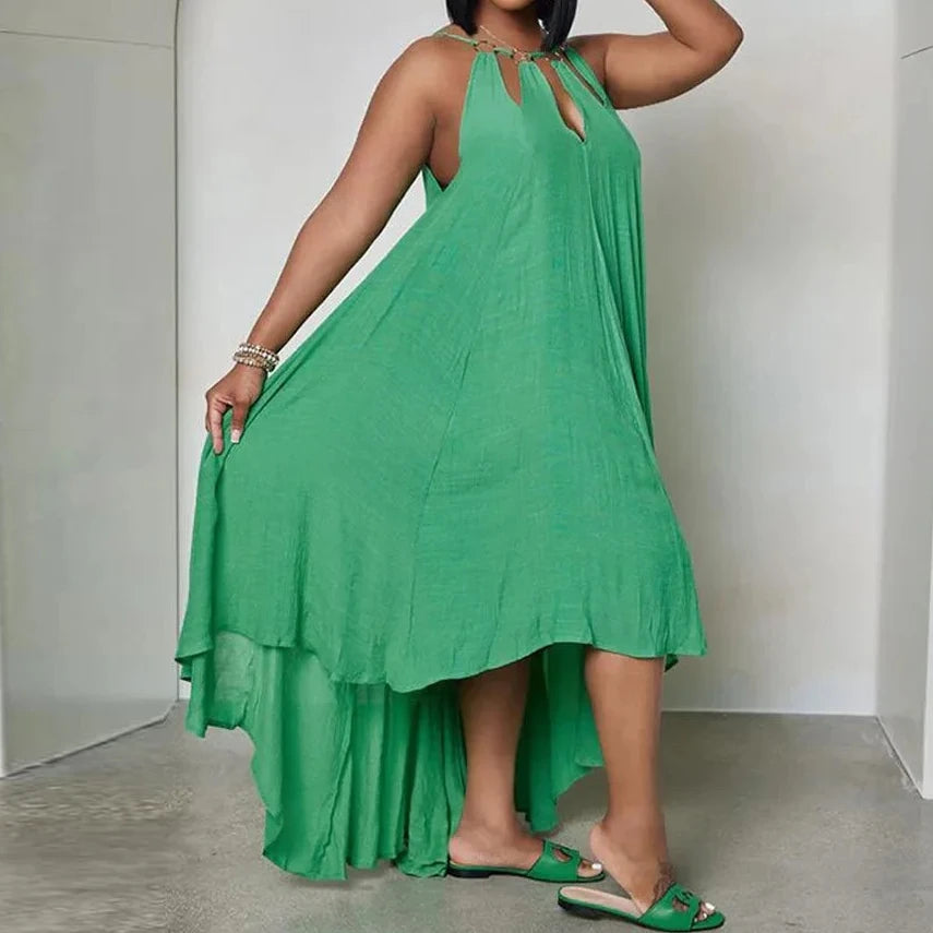 Long Dress Women Summer Loose Waist Casual Sleeveless Dress.  S-3x