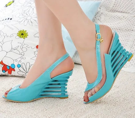 New Women Heel Sandals Buckle Open Toe High Wedge Summer Sexy Women Shoe