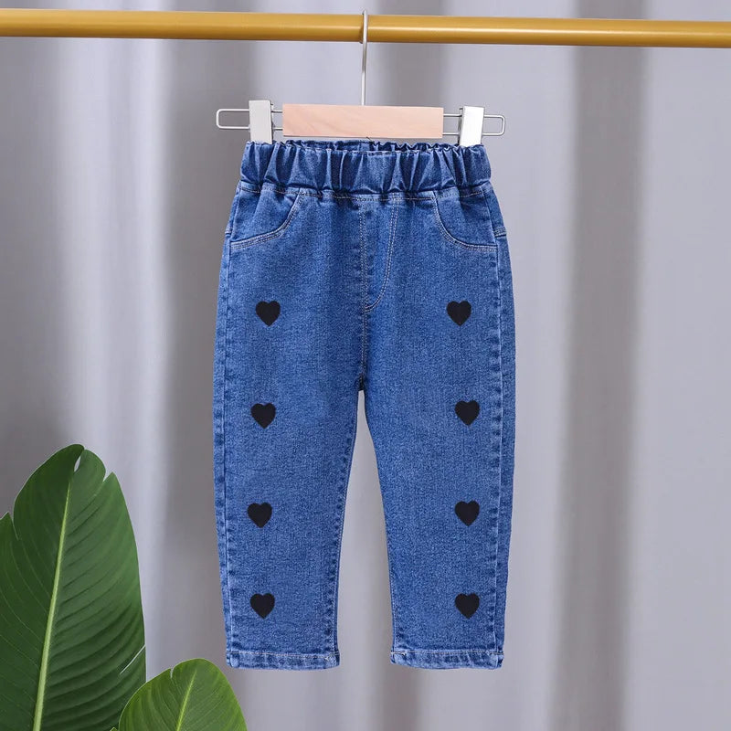 2025 New Girls Jeans Children Spring Autumn Fashion jeans flared pants Girls High Quality Bow leisure long Pants 0-5 Y