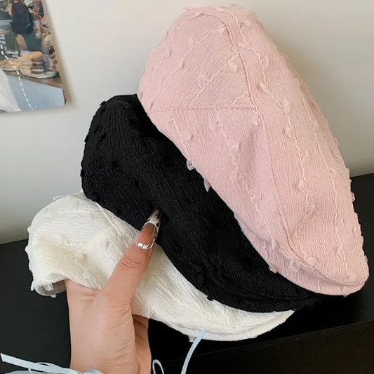 2025 New Ladies' Beret with Retro Frayed Edges Small and Sweet Duckbill Hat Japanese and Korean Fashion Artist Hat