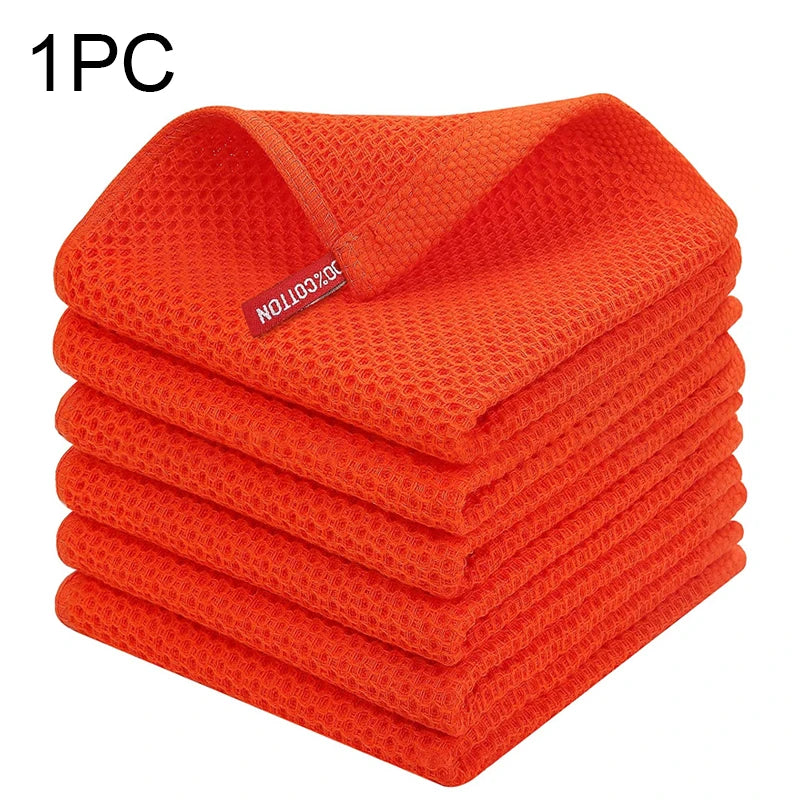 Cotton Rag Honeycomb Grid Dishcloth Towel Soft Absorbent Breathable Quick-drying Dish Cloth Hand Towels For Kitchen Cleaning