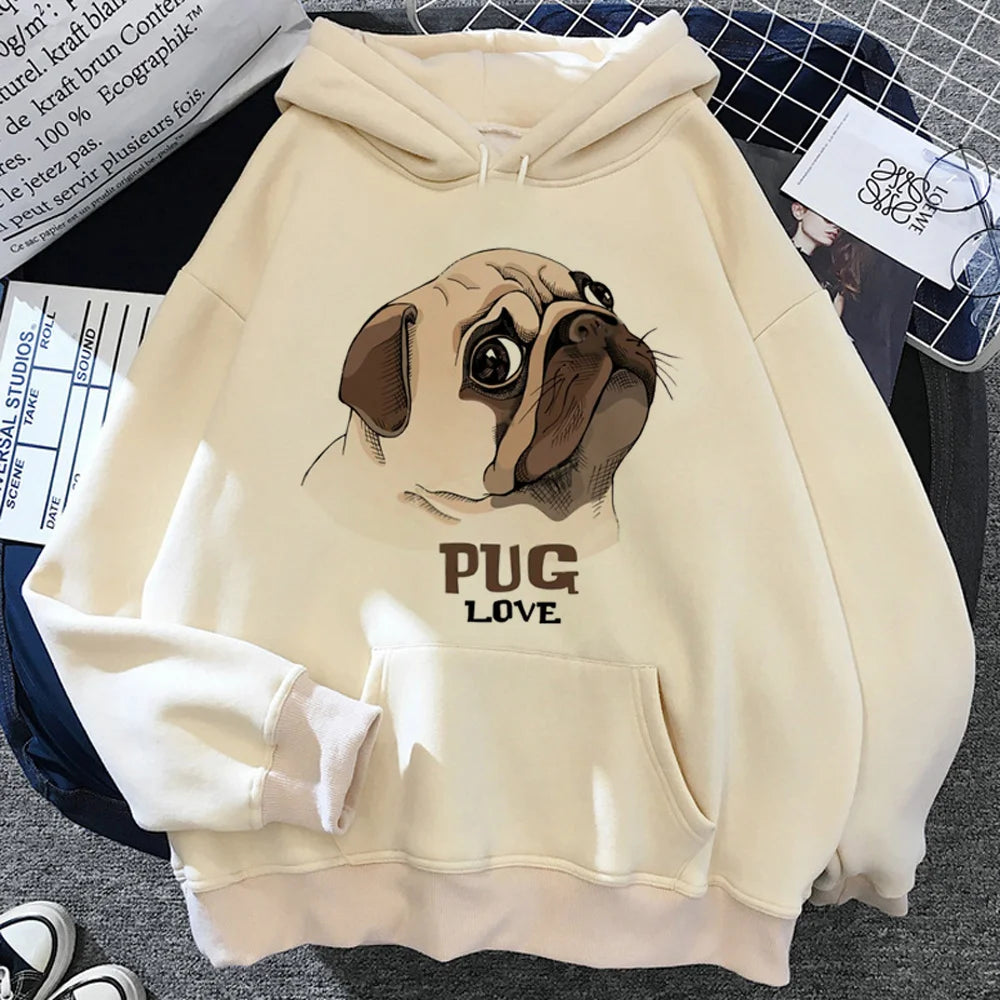 Pug hoodies women Fleece long sleeve  Hoodie.   XS-2X