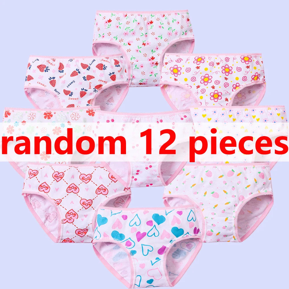 3/6/12 Pcs Cotton Panties Sets Girls Kids Short Briefs Children Underwear Child Cartoon Shorts Underpants Lace Panties Cute New