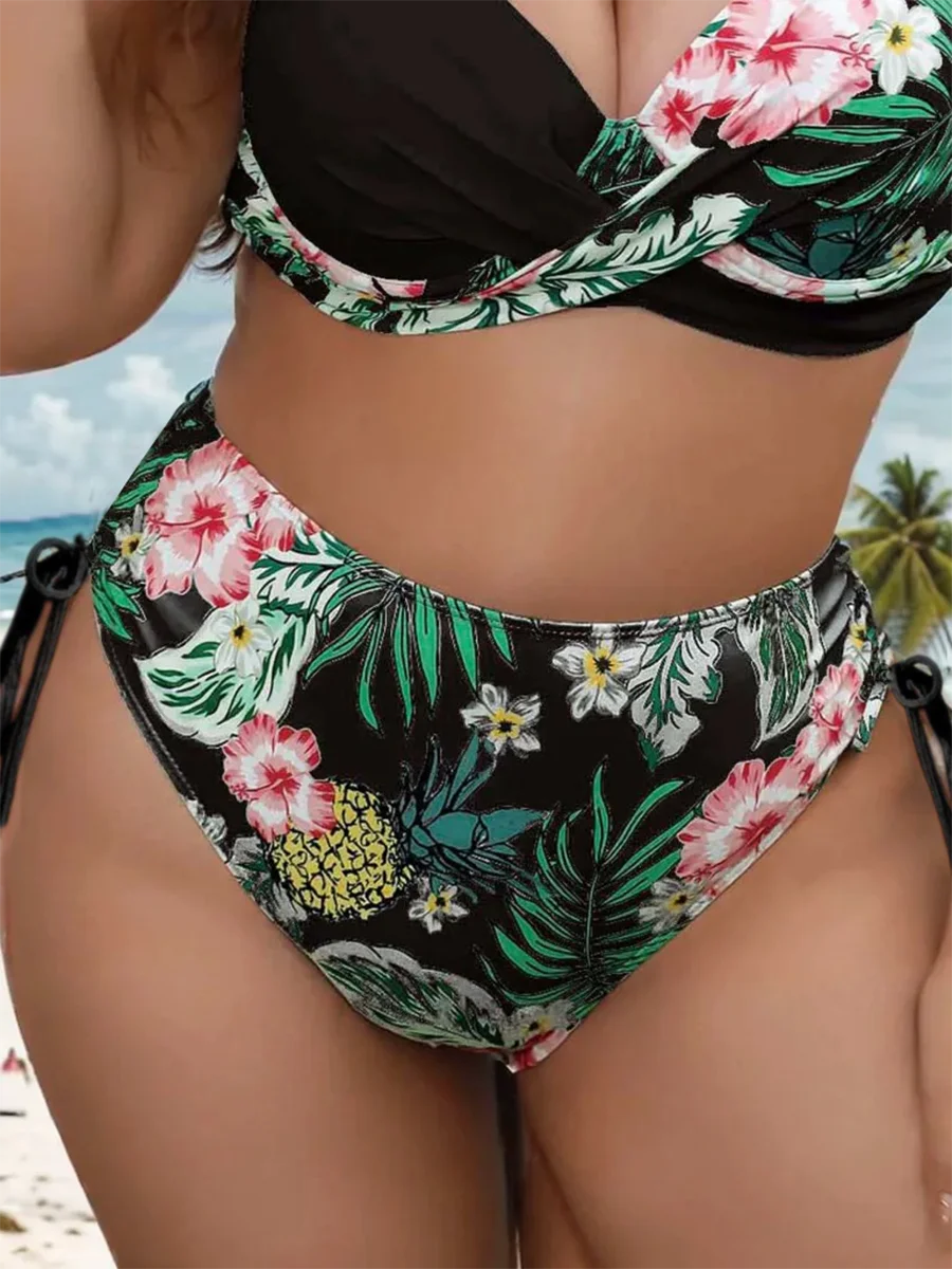 Plus Size High Waist Floral Swim Swimsuit