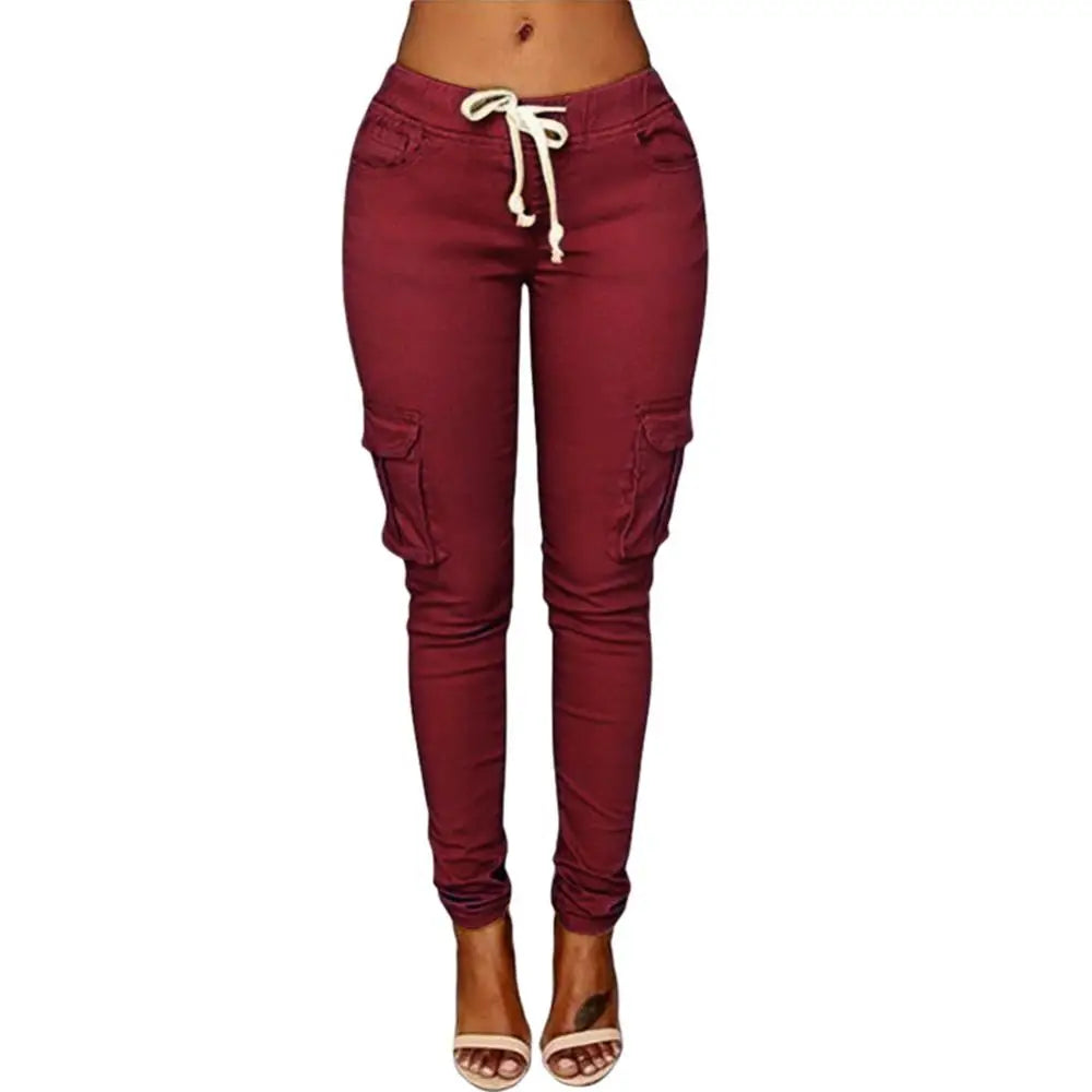 Women Casual Pants Solid Slim Multi-Pocket Comfortable Pants.  S-4X