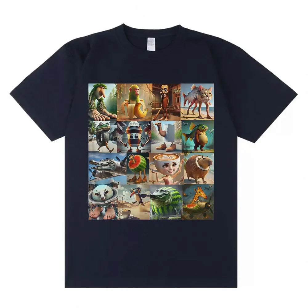 Italian brain rot shirt Brr Brr Patapim Tung Tung Tung Cappuccino ballerina funny T-shirt womens loose-fit T-shirt.  XS-3X