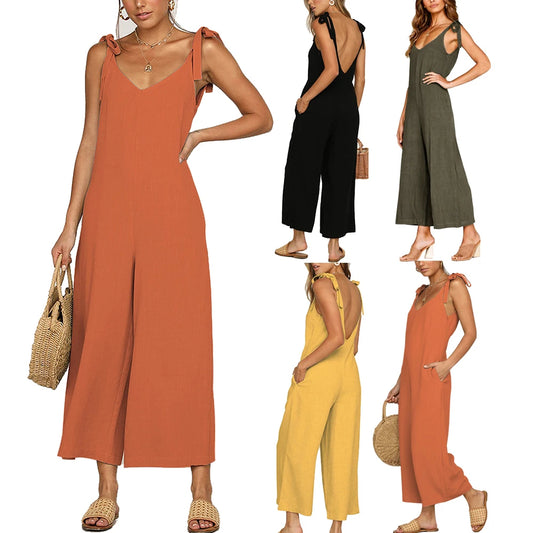 Summer women's bow knot  jumpsuit.  S-3X