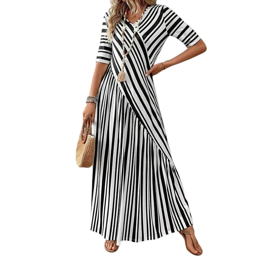 Casual Elegant Dress 2025 Short Sleeve Long Style Party Dress.  S-2X