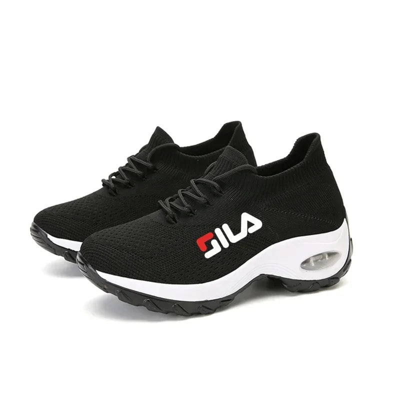 Women Tennis Breathable Mesh Height-increasing Slip-on Sneakers Thick Bottom Platform