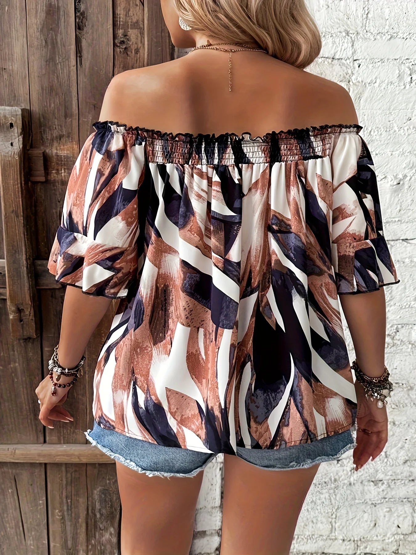 Plus Size Summer Elegant Shirt Off the Shoulder Casual Fashion Top