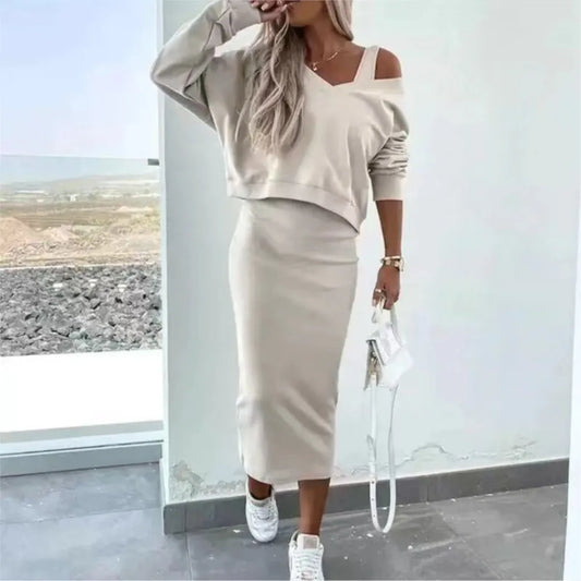 New Women's Two Piece Fashion Sweater and Skirt Perfect For All Seasons. S-XL