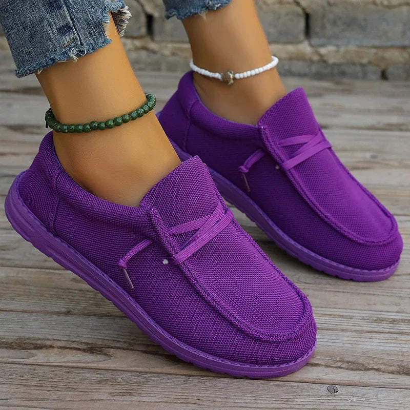 New Mesh Breathable Sneakers Women Thick Bottom Vulcanized Non-Slip Lace Up Casual Light Shoe.