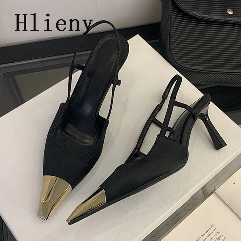 New Spring Back Strap Women's Sexy Pointed Toe Elegant Heel Sandal