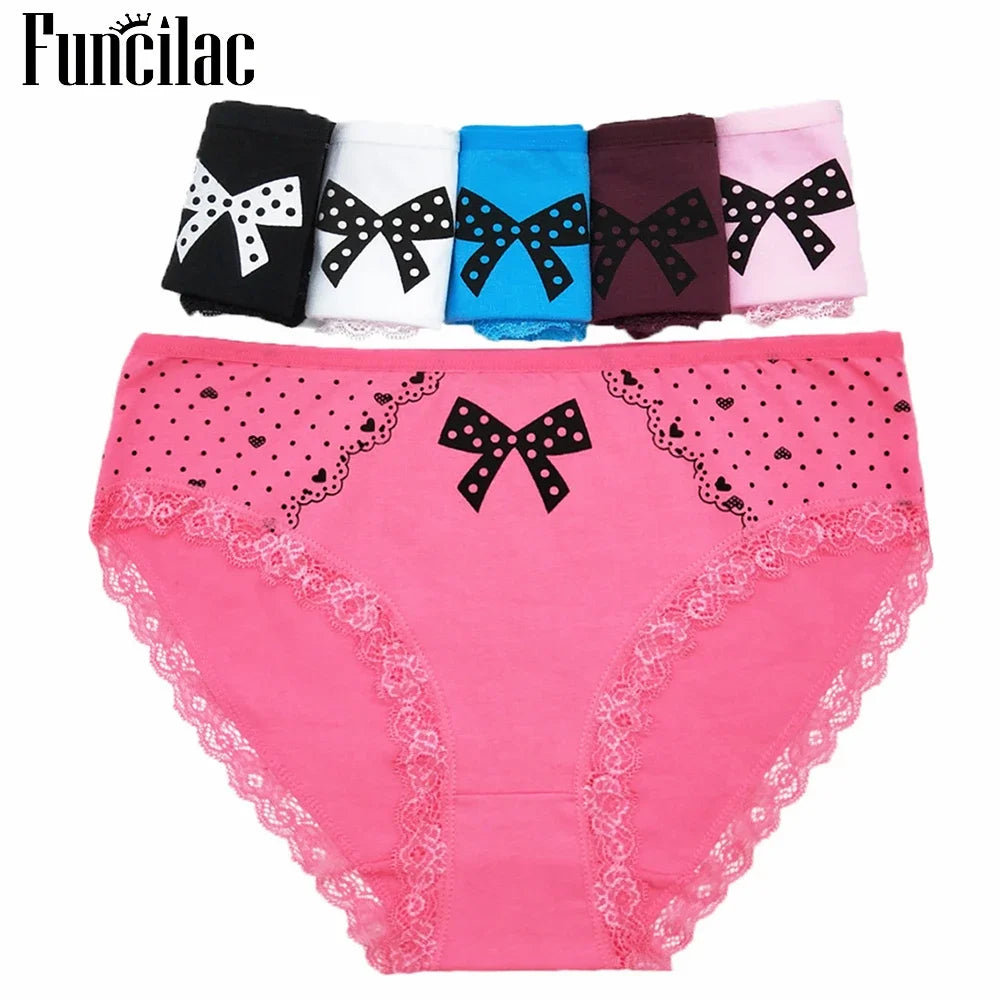 Women's Curvy cotton briefs sexy print Ladies panties big size mid-rise women underwear cotton crotch 2XL 3XL 4XL 6 Pcs/set