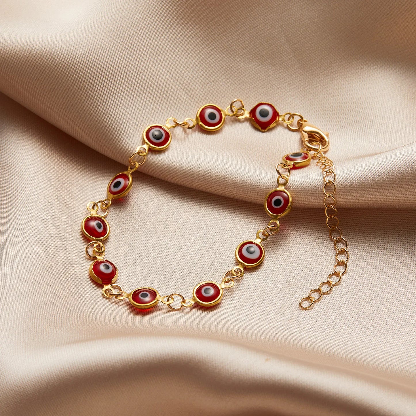 Lucky Turkey Evil Eye Bracelet For Women Adjustable Metal Chain Bangles Good Luck Wealth Jewelry