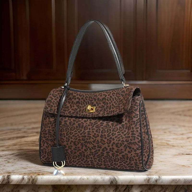 Elegant Women's Leopard Handbag Spacious Bag