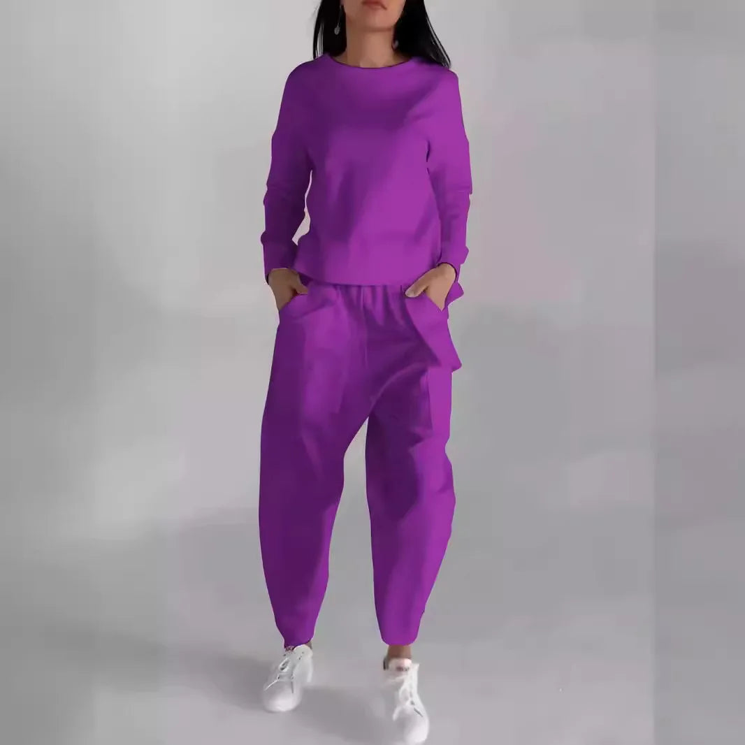 New Fashion Lace-up Craft Multi-pocket Trendy Sport Solid Color Casual Pants Set for Women.  S-3X