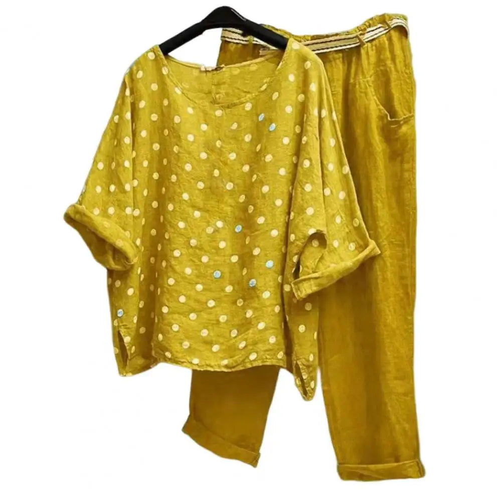 Ladies casual And Beautiful Two-Piece Spring Summer Blouse And Pant Set. Sz, M-5xl