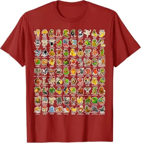 Italian-Brainrot Gen Z Funny Meme 90 Brainrot Characters T-Shirt Boys And Men Fashion Comics Graphic Streetwear Tops.  Kids And Adult Sizes