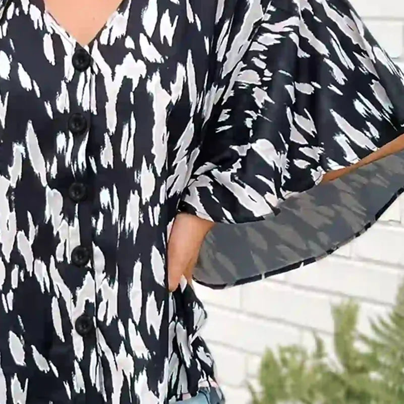 Plus Size Women's Blouse V Neck Casual and Fashionable Summer Blouse
