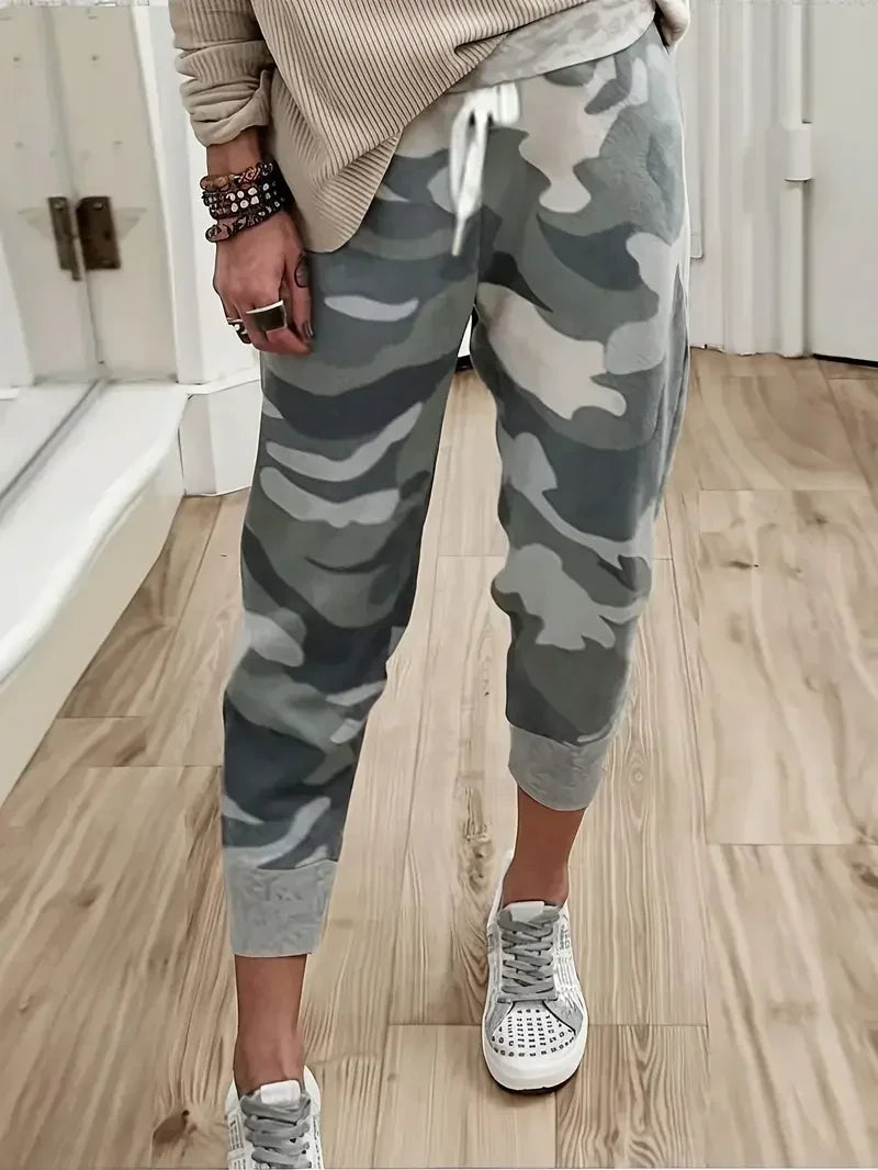 Plus Size 1XL-5XL Women's Fashion Camouflage Print Jogger Comfortable Loose Casual Drawstring Athletic Pants