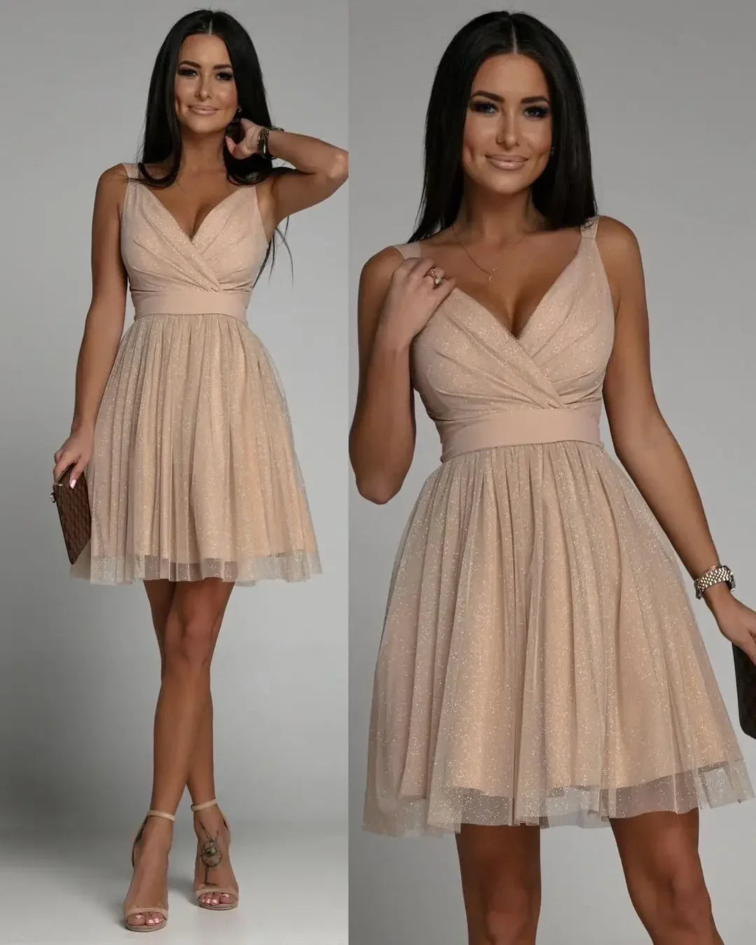 Beautiful Dress Women Sexy Mesh Hanging Neck Fairy Backless Mini Dress for Women.  S-XL