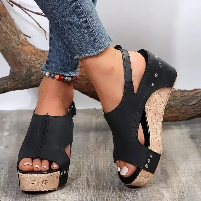 Women's Peep Toe Platform Wedge Sandals New Fashion Heel Shoes for Causal Wear. 35-43