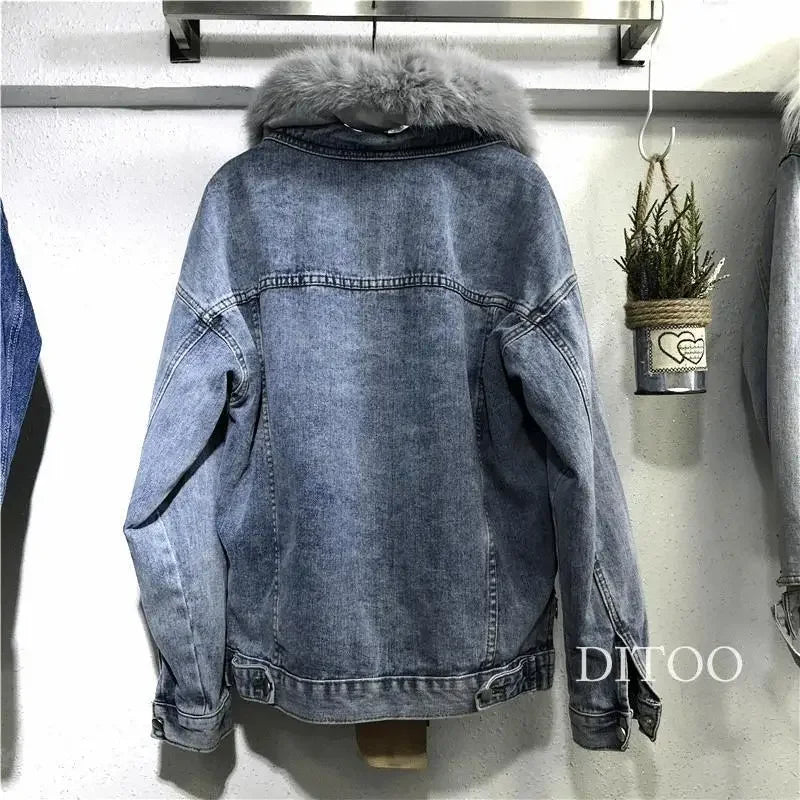 Women Denim Coat Single Breasted Button, Pockets Outerwear Casual Warm Solid Loose Fit.  S-2X