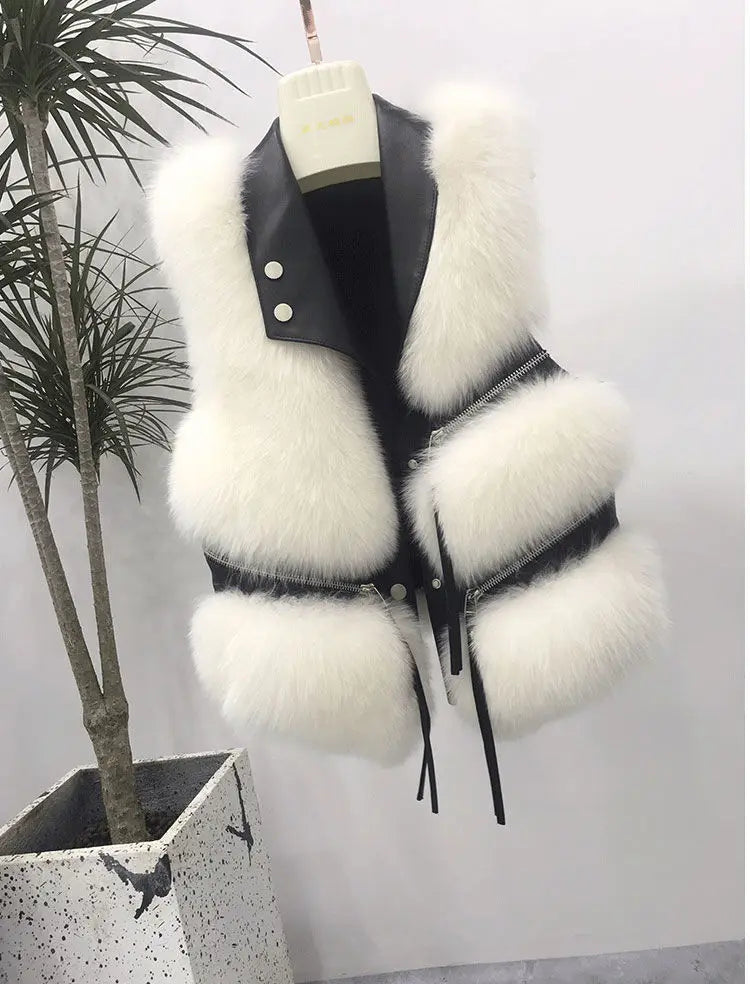 Women's Vest Short Autumn Winter Patchwork Slim Fashion Versatile Vest.  S-XL