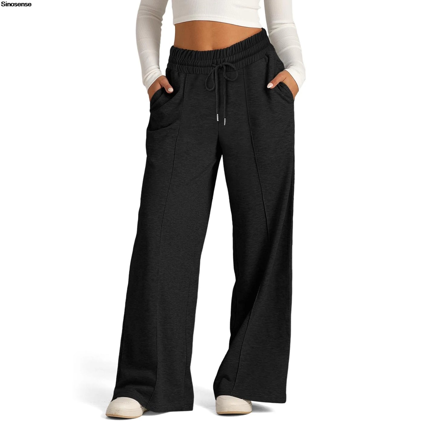 Womens Wide Leg Sweatpants High Waist Baggy Flared Drawstring Athletic Joggers Casual Daily Wear Loose Sporty Wear.  S-2X