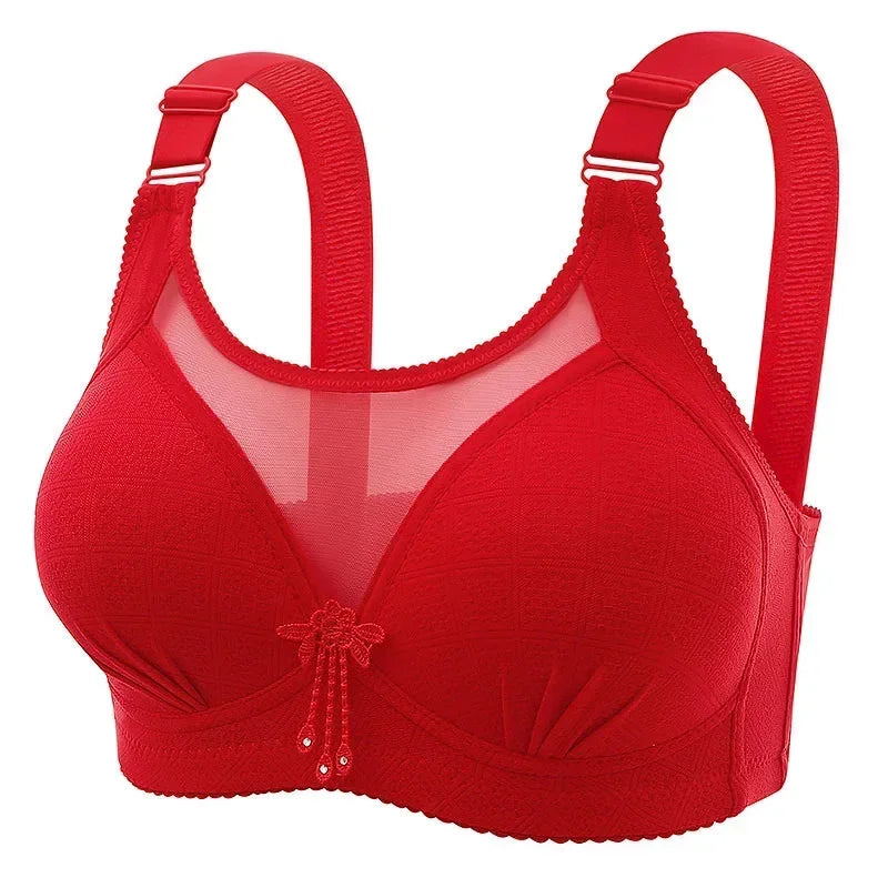 Women Plus Size 36-44 Comfortable No Steel Fashion Bralette Tops Middle Aged Lingerie Soft Solid Push Up Underwear Mother Bra
