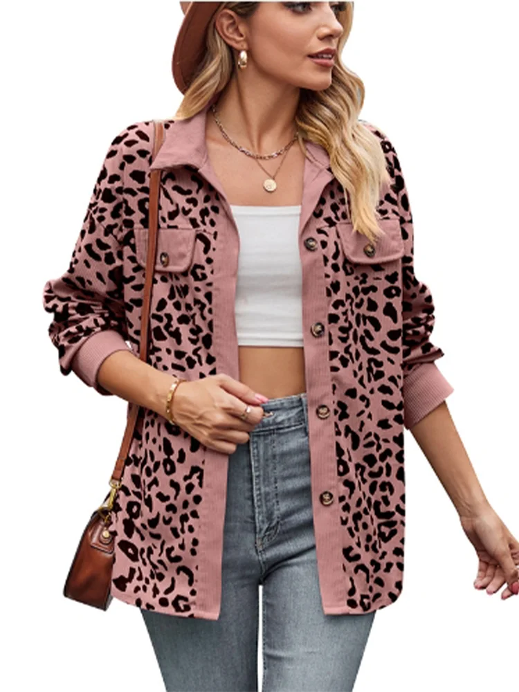 Long Sleeved Leopard Print Cardigan Button Up High Street Fashion .  S-XXL