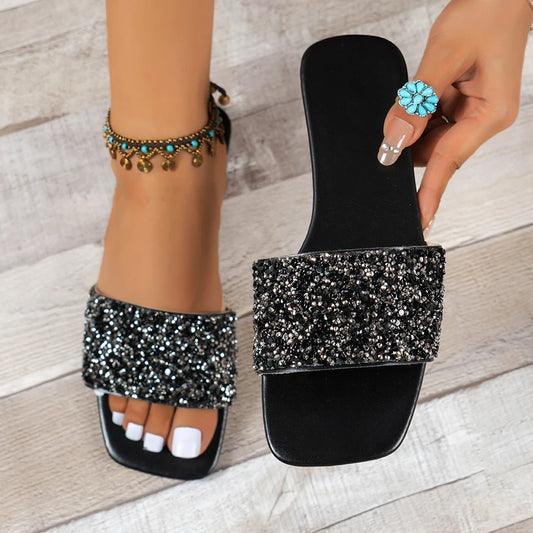 Women New Summer Fashion Sandals Flats Thick Sole Slides