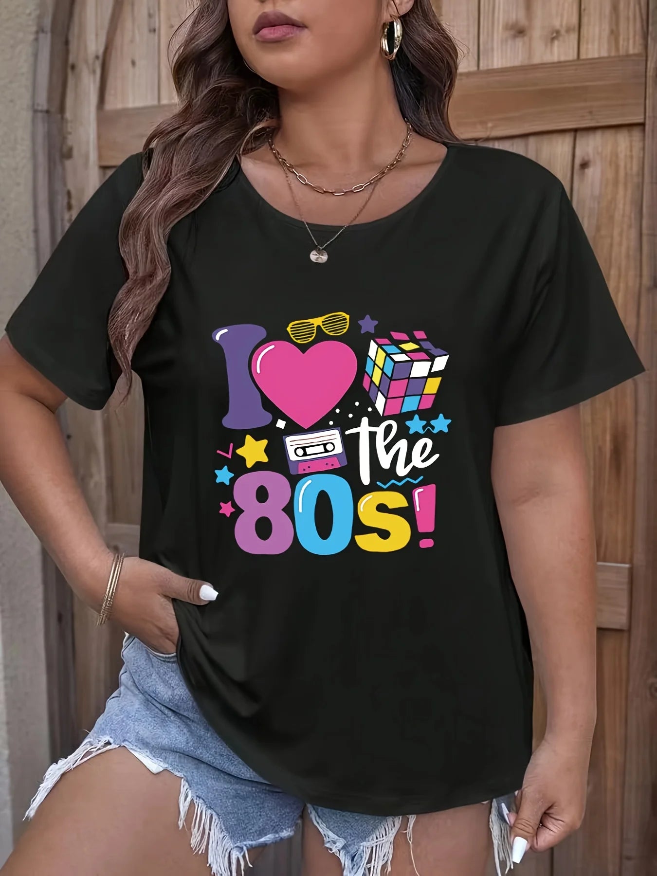Plus Size Print T-Shirt Casual Crew Neck Short Sleeve T-Shirt Plus Size