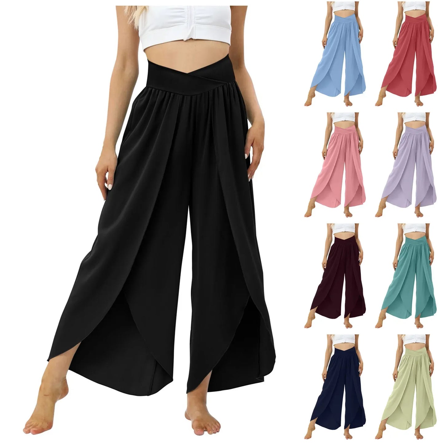 Women Wide Leg High Waist Hippie Casual Wear Boho Palazzo Pants.  S-3X