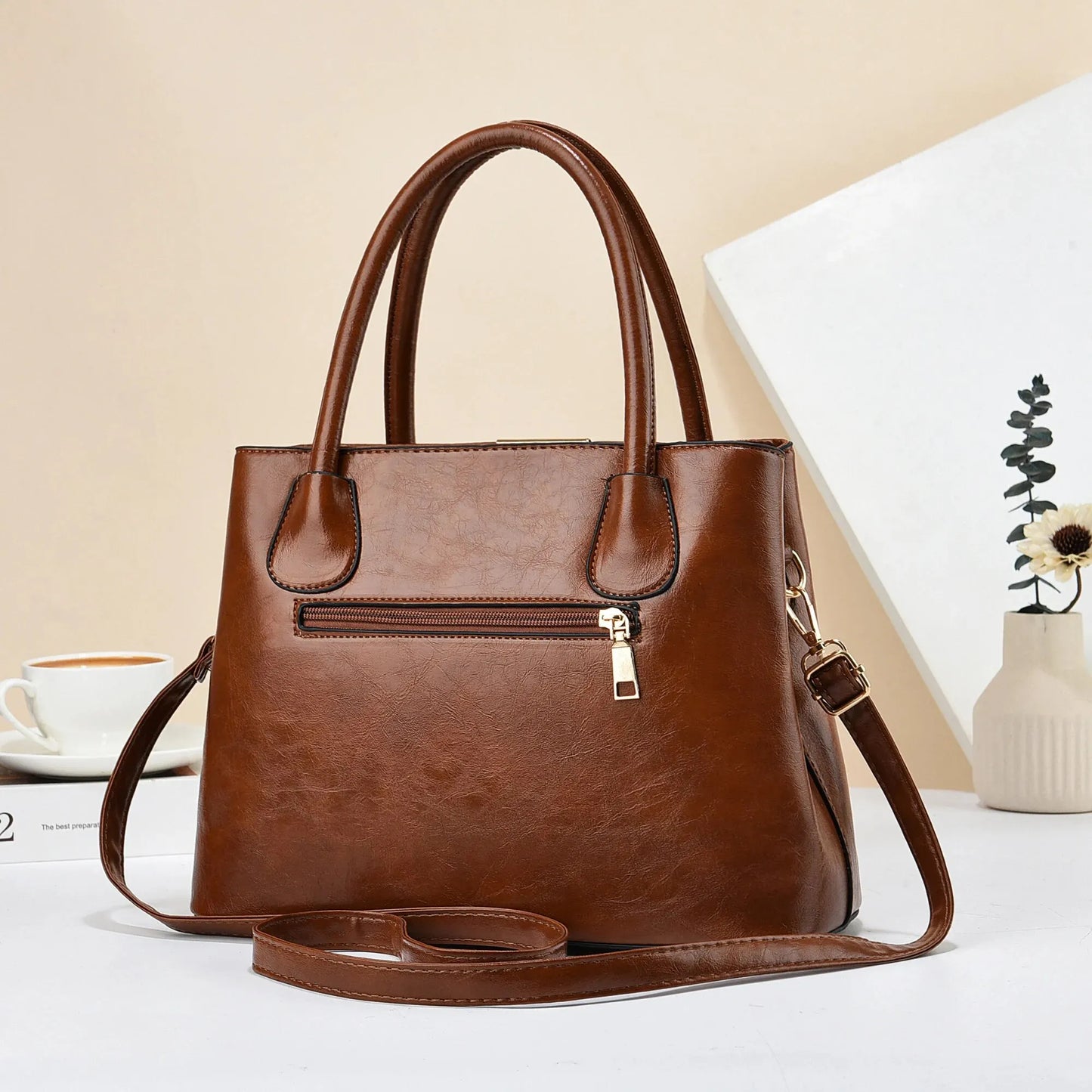 Retro Solid Color Handbags For Women, Elegant PU Leather Cross-body Bag, Trendy Office & Work Purses