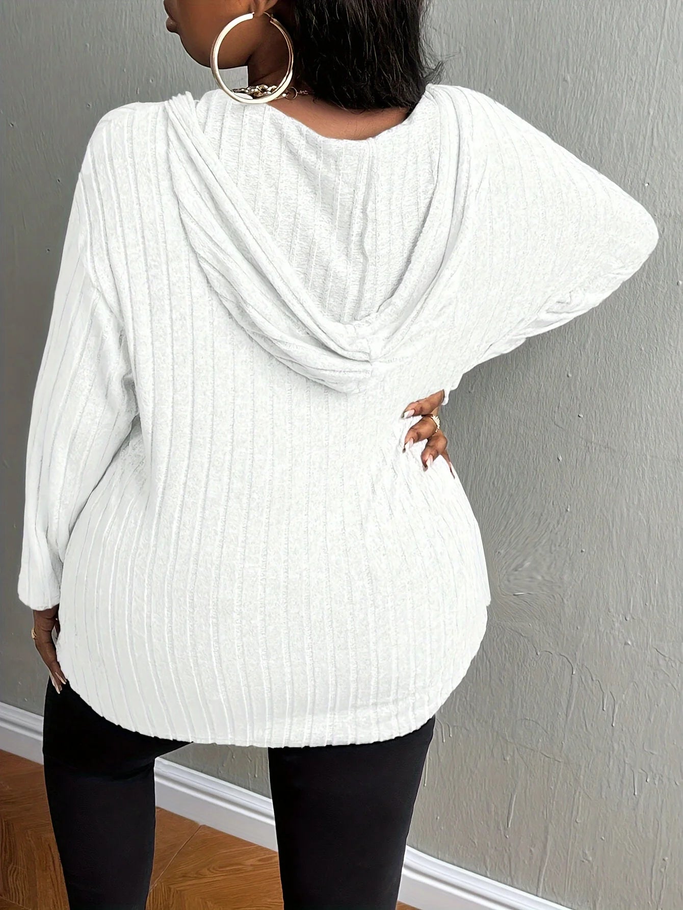 European plus size new casual solid colour half zipper hooded sweatshirt