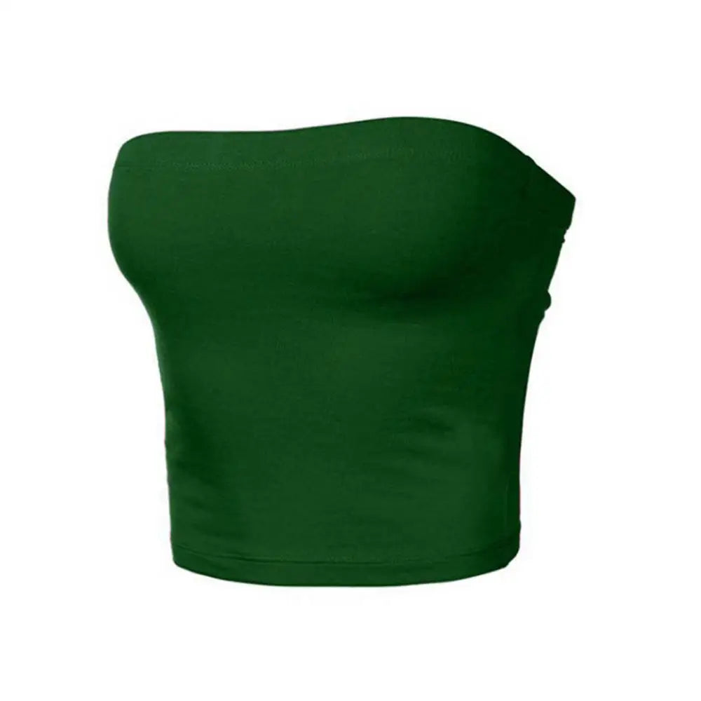Women's Strapless Top Sexy Sleeveless Crop Top Bandeau Tube Top.  S-XL