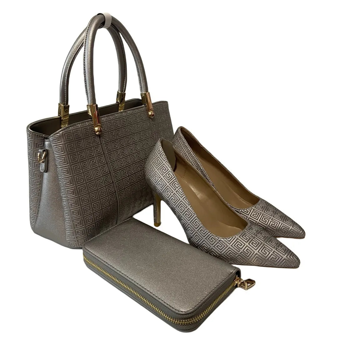 New Heels Shoes Popular Pointed Ladies Pumps with Matching Bag set