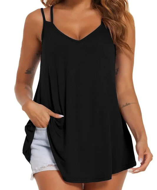 Plus Size Solid colour Sexy Back Top